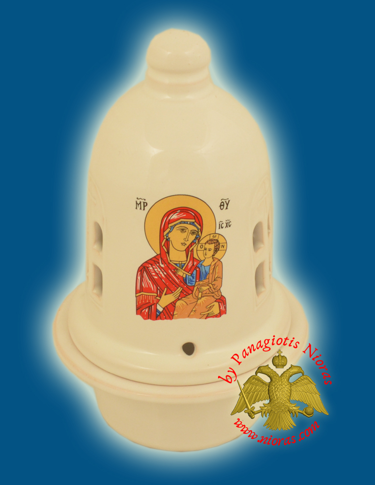 Ceramic Orthodox Traditional Theomitor Dome Oil Candle White