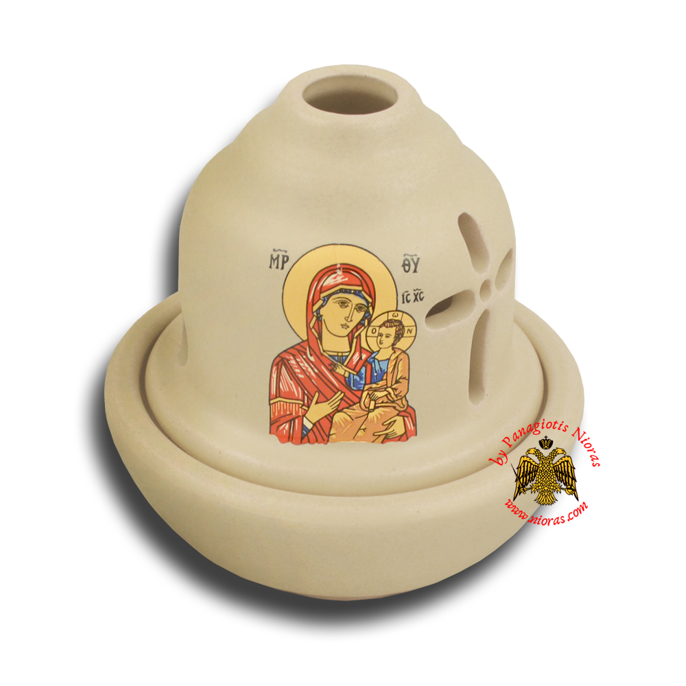 Ceramic Orthodox Traditional Hut Oil Candle Beige
