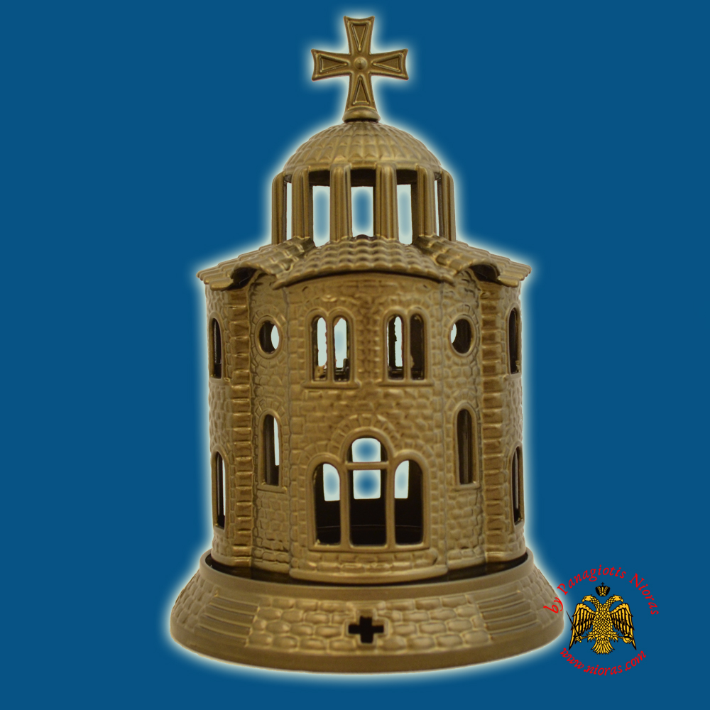 Orthodox Church Design Aluminum Oil Candle Chaki 12x18cm