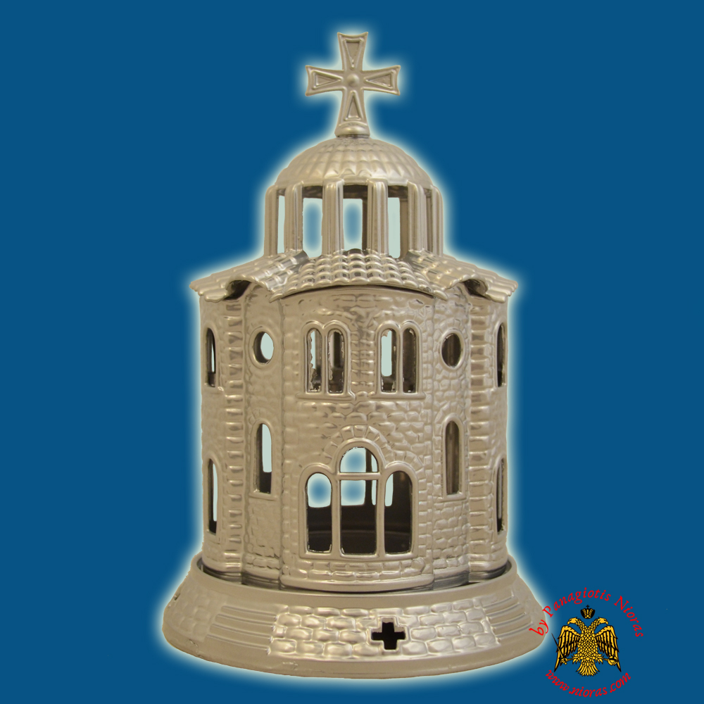 Orthodox Church Design Aluminum Oil Candle Silver 12x18cm