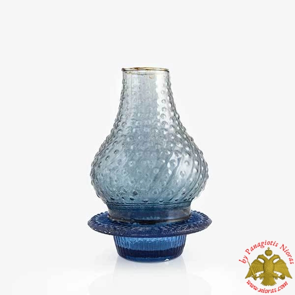 Traditional Standing Glass Oil Candle Classic Style Blue