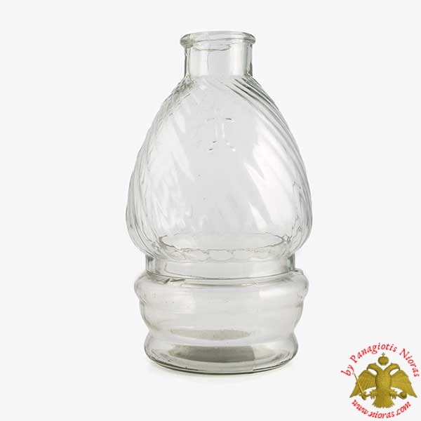 Traditional Standing Glass Oil Candle with Cross Clear