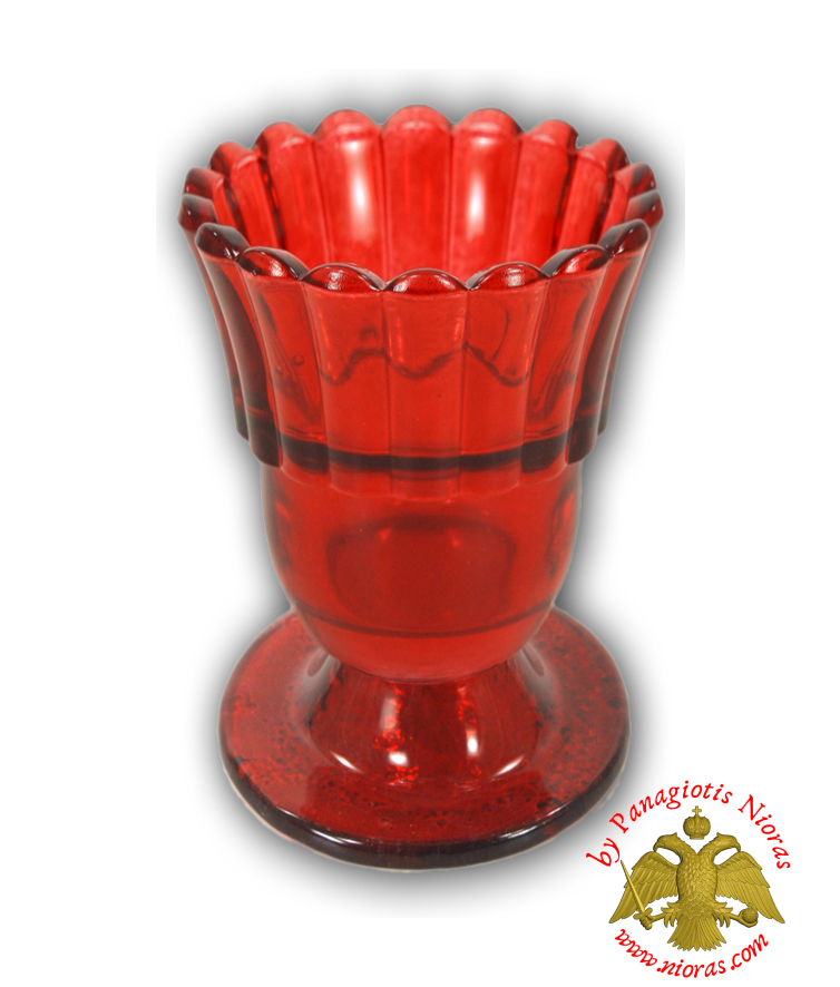 Glass Vigil Oil Candle with Standing Base Red 9x11cm