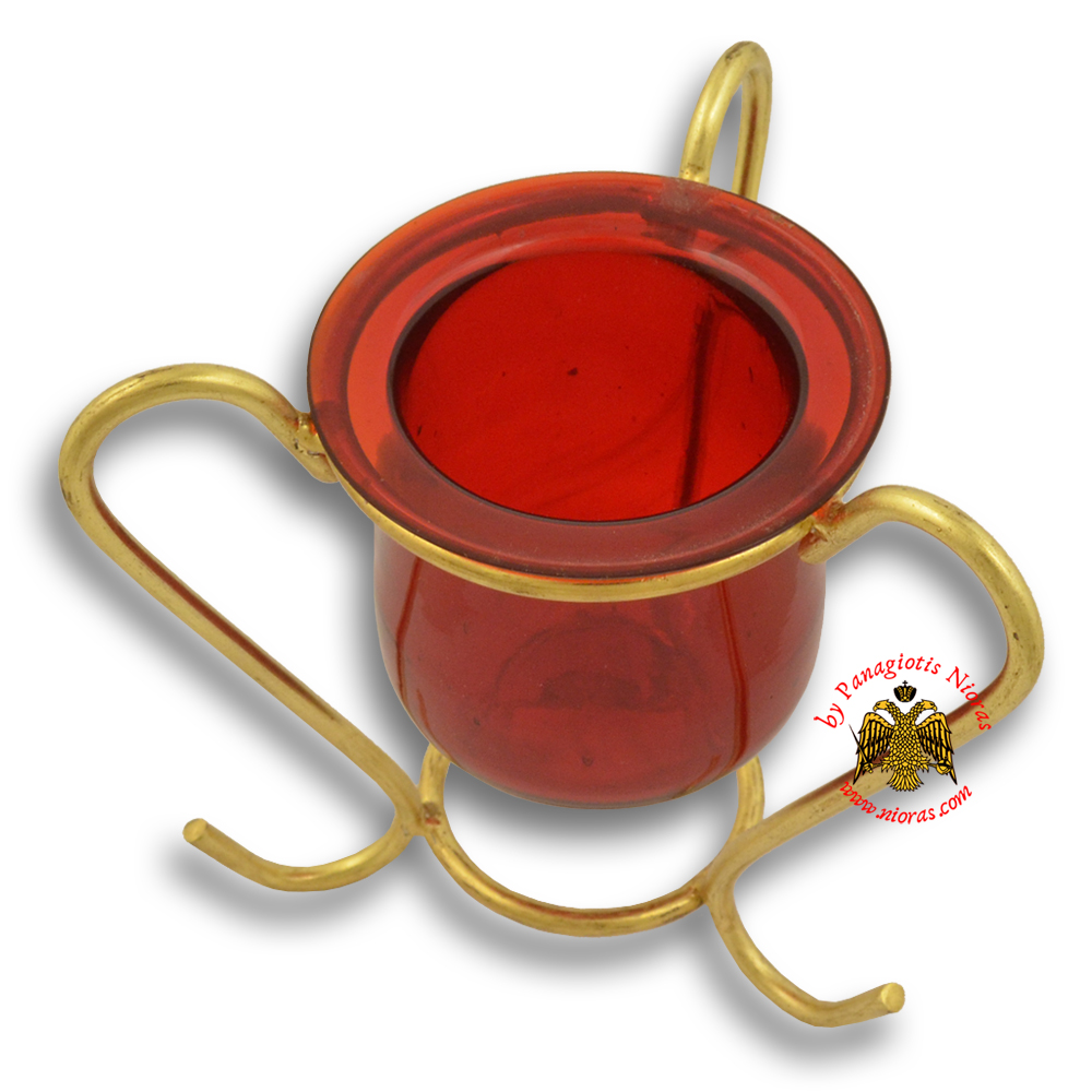 Κανδήλι με συρμάτινη βάση και κούπα Α Χρώμα Κόκκινο