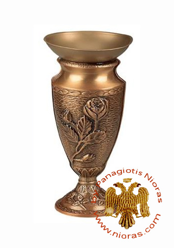 Cenotaph Metal Vase Rose Design 27cm