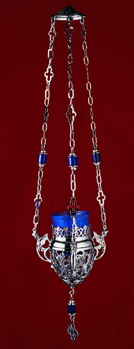 Hanging Metal Oil Candle Cross Design B with Beads with Glass Beads