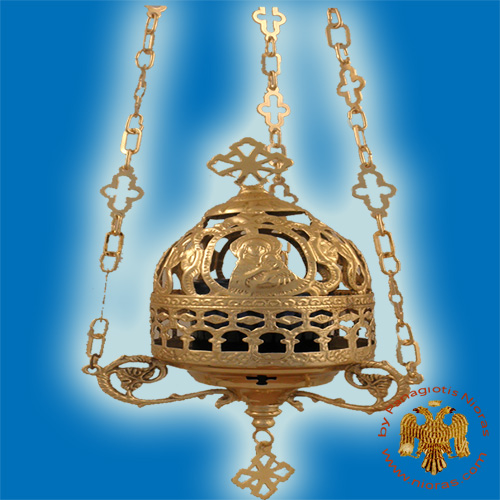 Panagia Design Cup Hanging Oil Candle Gold Plated