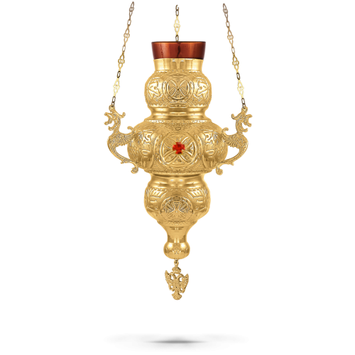Orthodox Vigil Oil Candle Kerkyraiko N3 Gold Plated with Stones