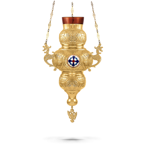 Orthodox Vigil Oil Candle Kerkiraiko N4 Gold Plated with Enamel