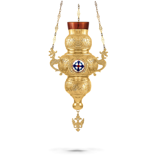 Orthodox Vigil Oil Candle Kerkyraiko N3 Gold Plated with Enamel