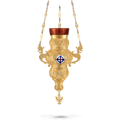 Orthodox Vigil Oil Candle Kerkyraiko N1 Gold Plated with Enamel