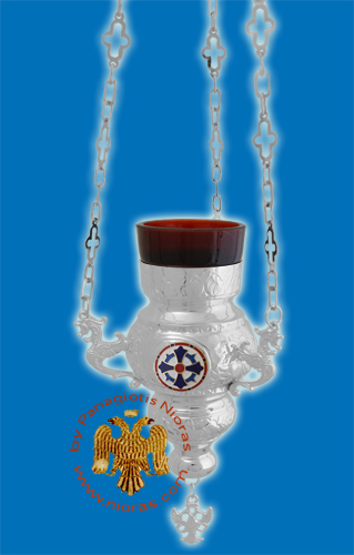 Orthodox Vigil Oil Candle Kerkyraiko N0 Silver Plated with Enamel