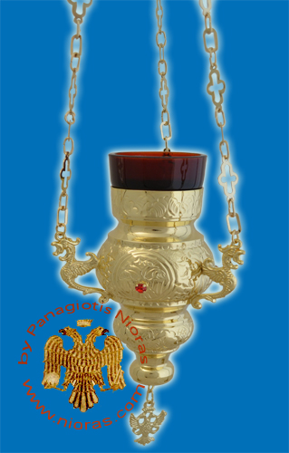 Orthodox Vigil Oil Candle Kerkyraiko N0 Gold Plated with Stones