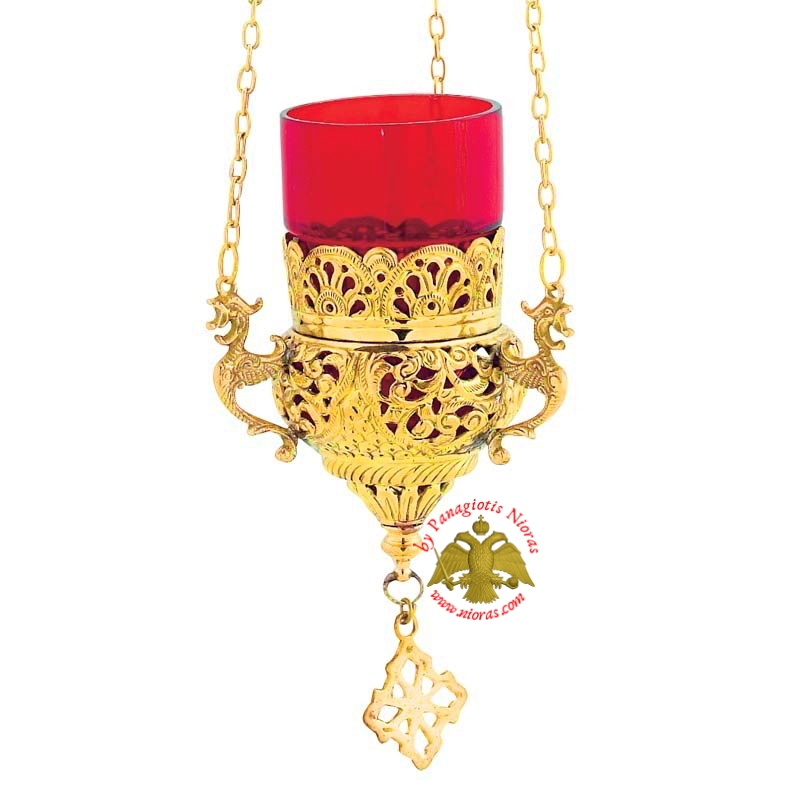 Orthodox Hanging Oil Candle Handmade Design B Gold Plated