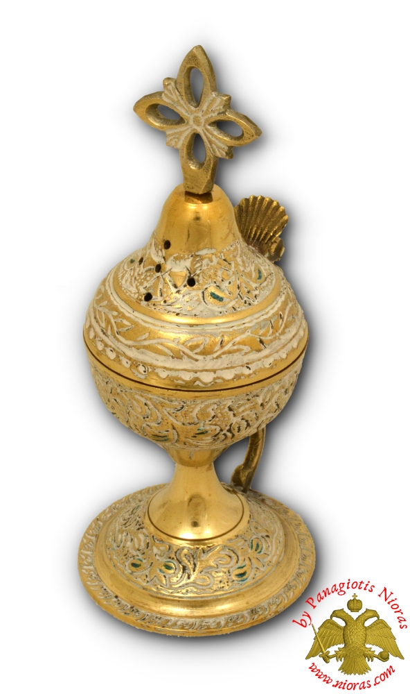 Orthodox Brass Incense Burner 18cm White Color