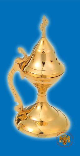 Orthodox Traditional Incense Burner with Cross 19cm Gold Plated