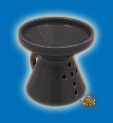 Orthodox Incense Burner Ceramic with Cross Dark Blue