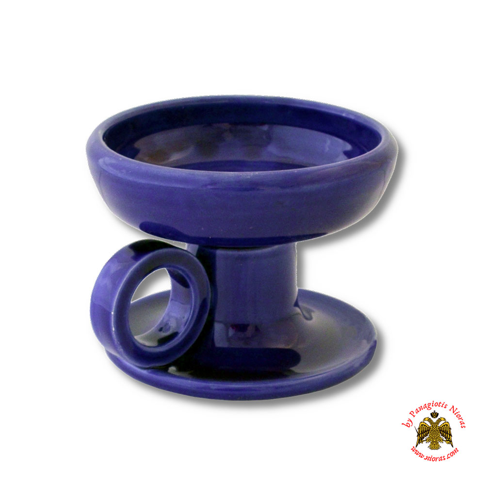 Orthodox Incense Burner Ceramic Simple With Handle Blue