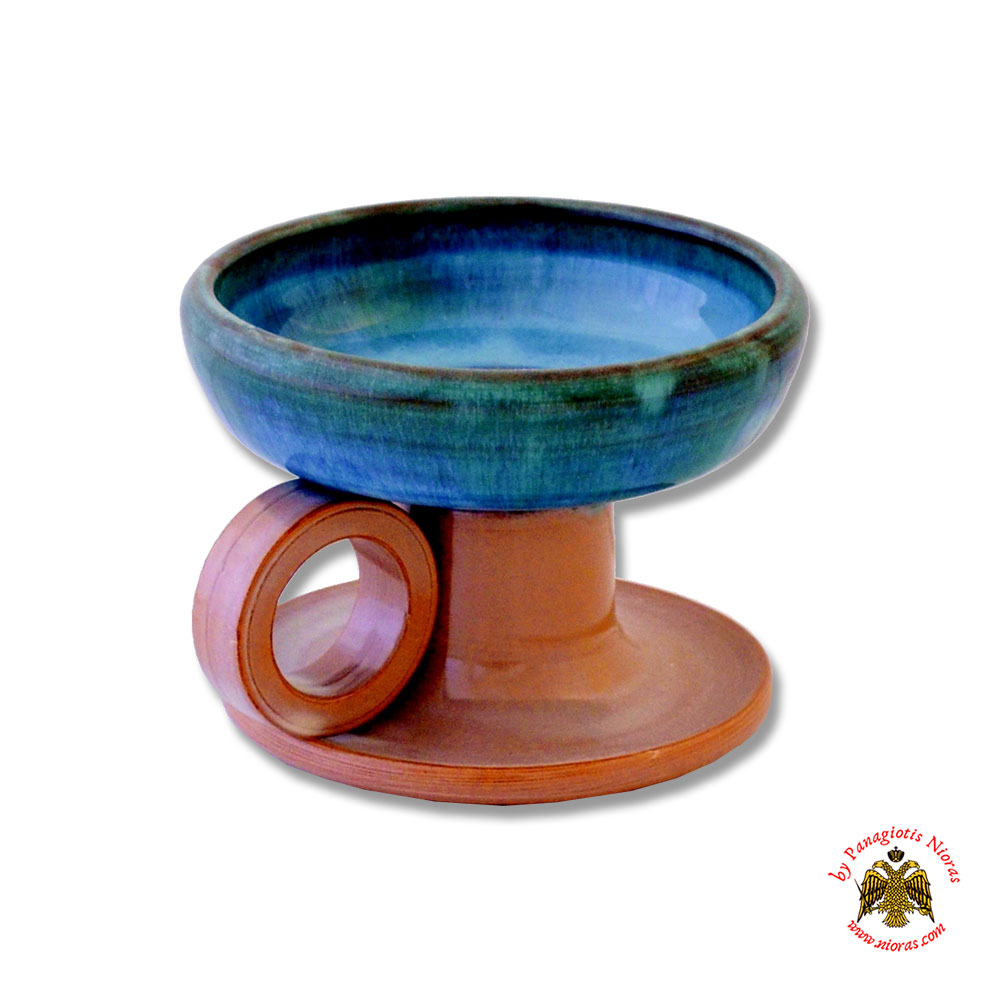 Orthodox Incense Burner Ceramic Simple With Handle Brown Green