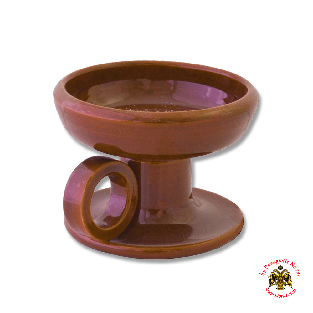Orthodox Incense Burner Ceramic Simple With Handle Brown