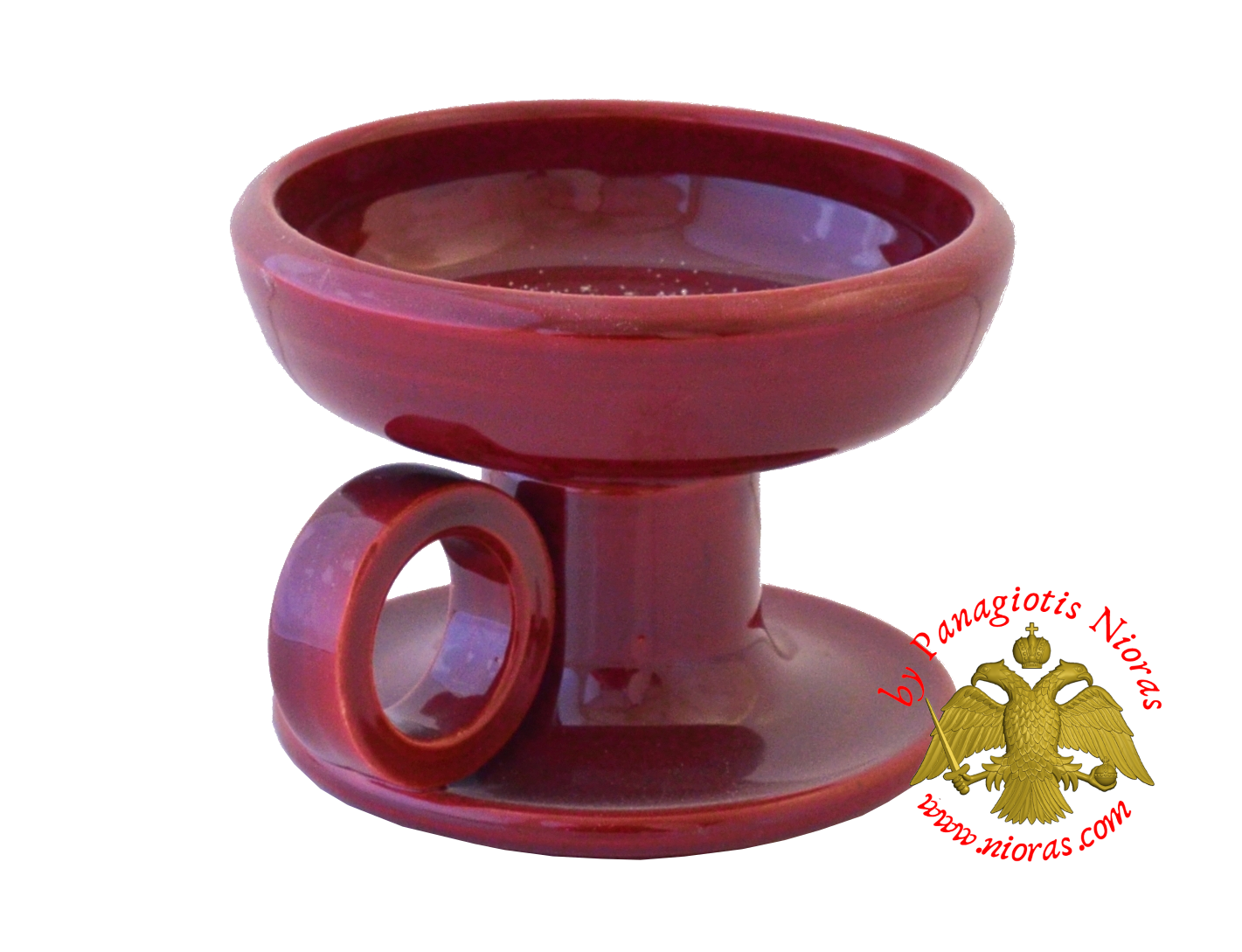 Orthodox Incense Burner Ceramic Simple With Handle Burgundy