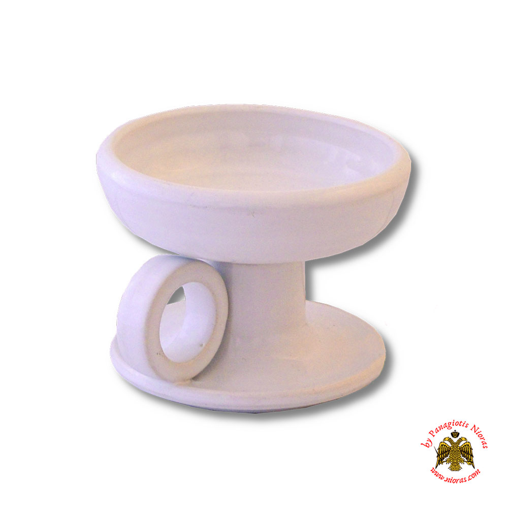 Orthodox Incense Burner Ceramic Simple With Handle White