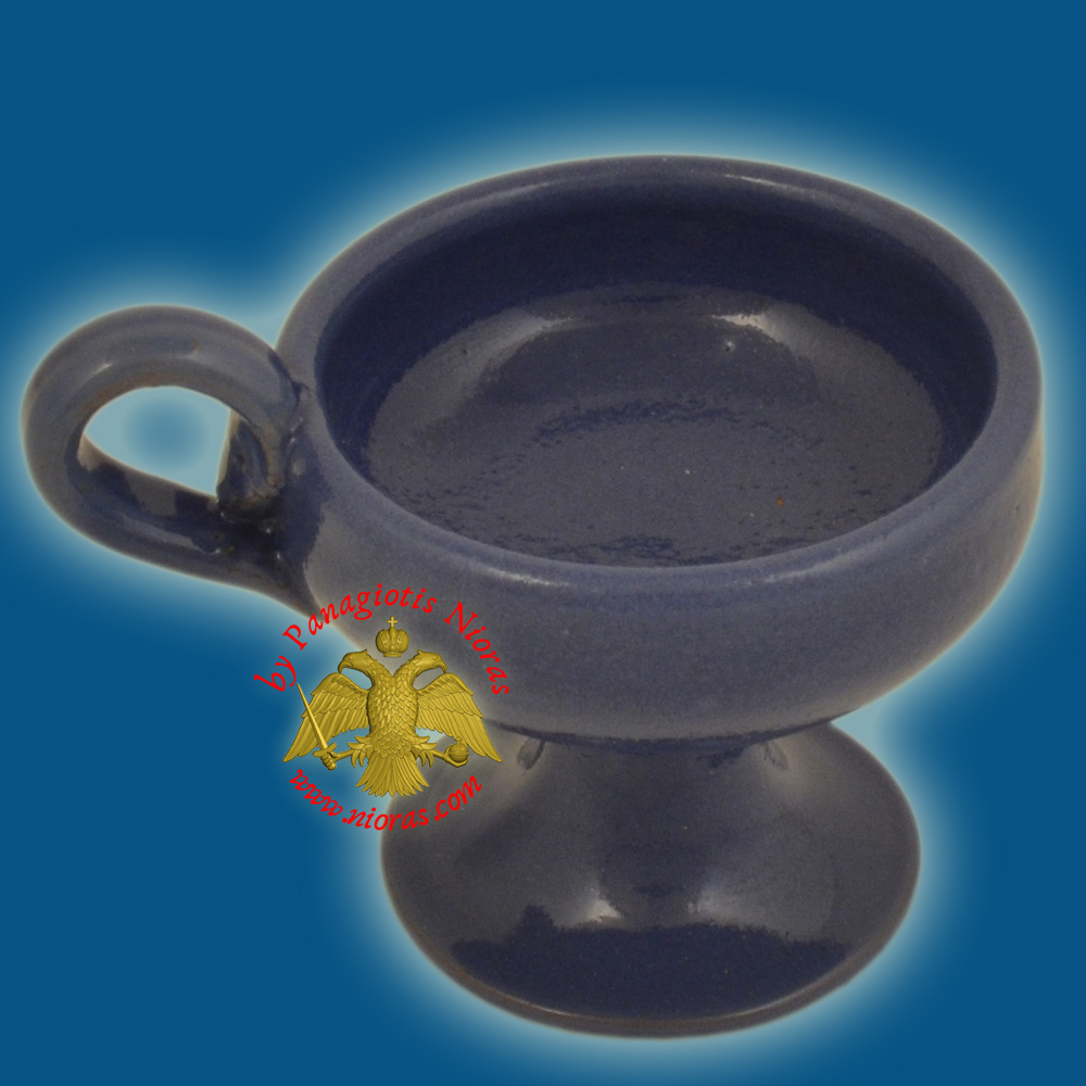 Orthodox Incense Burner Ceramic Small With Handle Blue