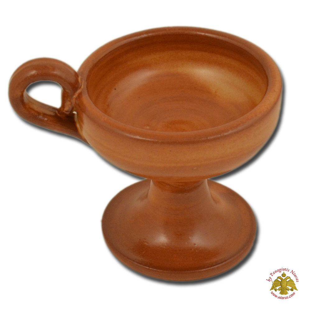 Orthodox Incense Burner Ceramic Small With Handle Brown 6x7cm