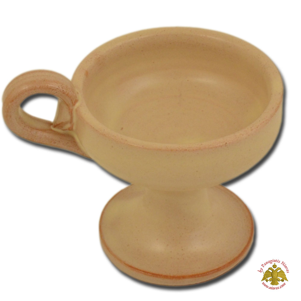 Orthodox Incense Burner Ceramic Small With Handle Cream 6x7cm