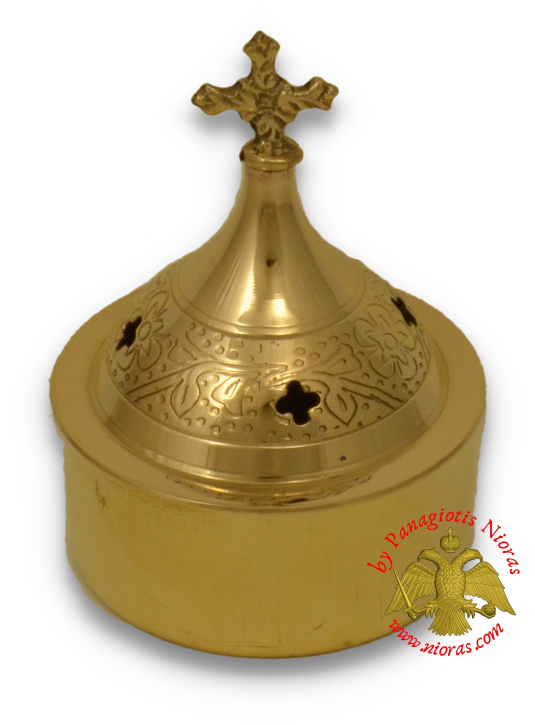 Orthodox Incense Box with Cross 8x12cm Metal Brass