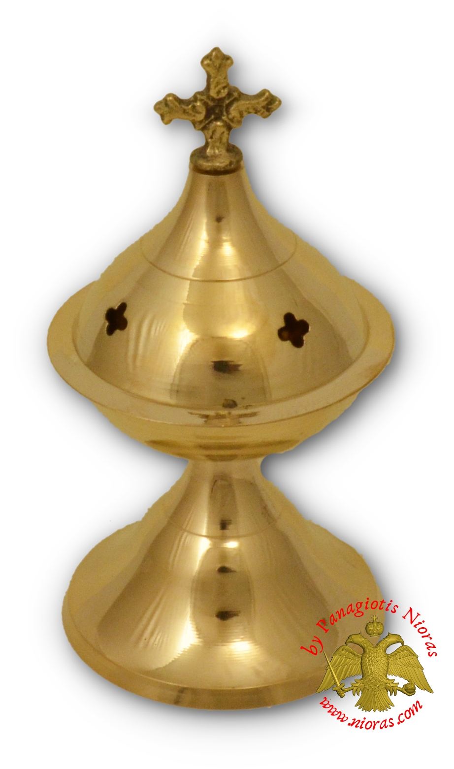 Orthodox Incense Box with Cross 7x14cm Metal Brass