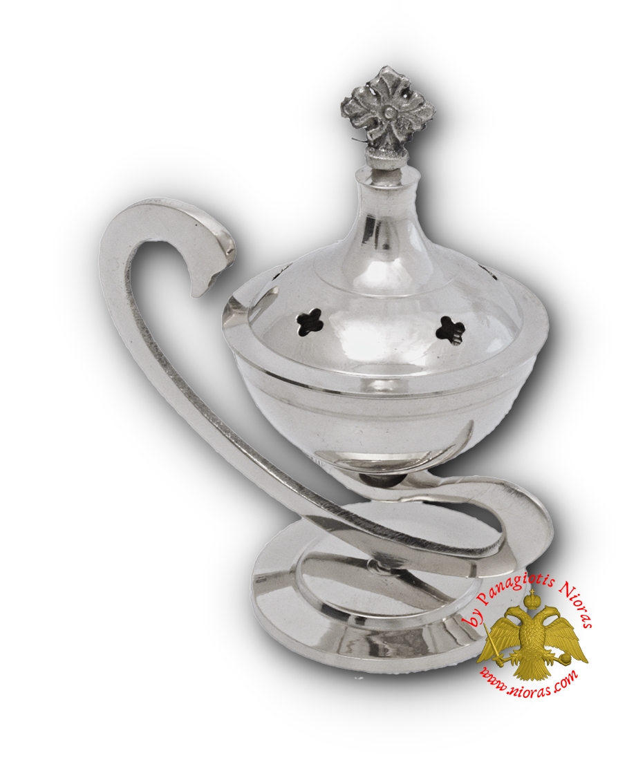 Incense Box Lamp Style With Cross in the Lid Nickel Plated