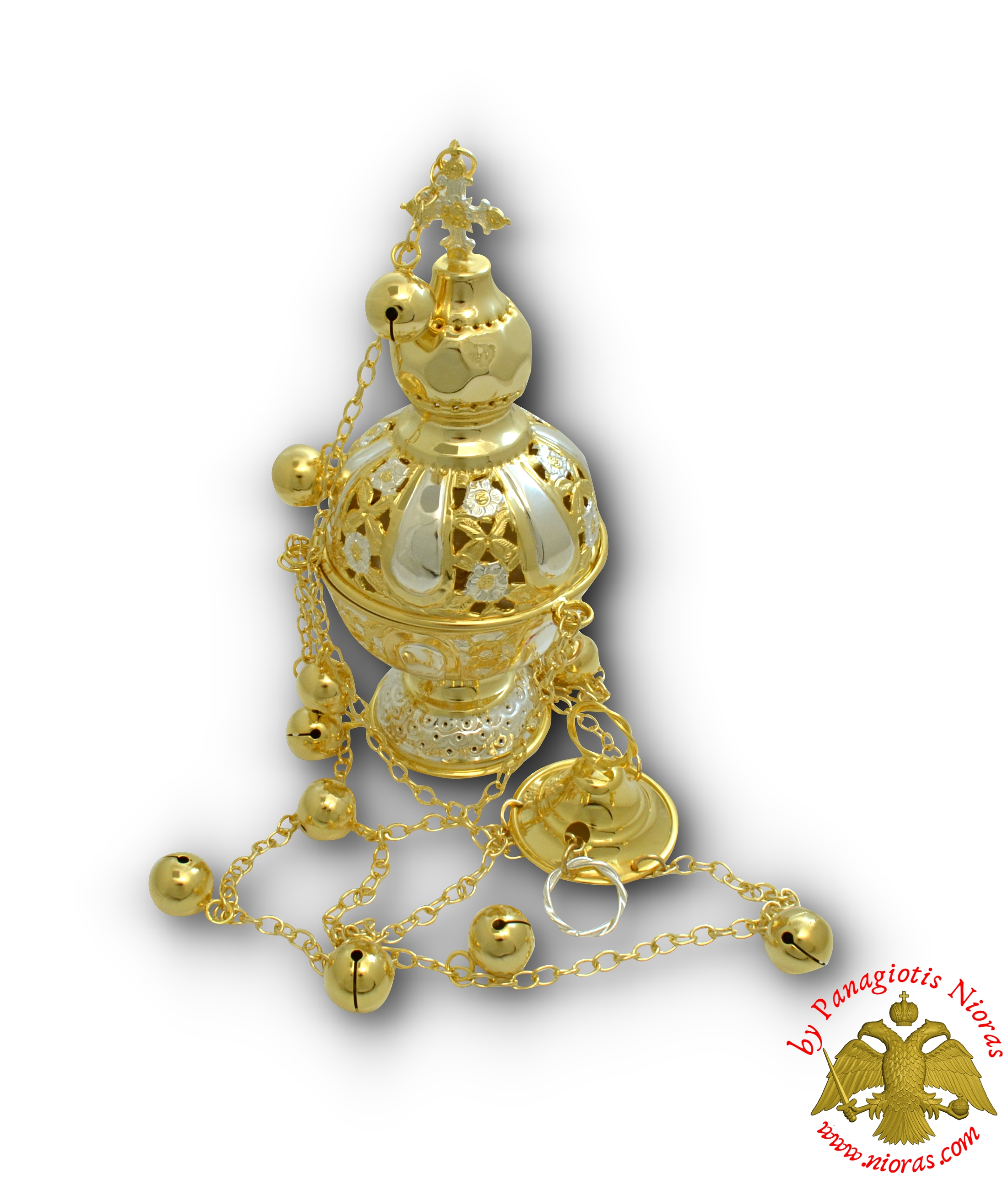 Orthodox Ecclesiastical Censer Russian Style 12x25m Silver_Gold Plated