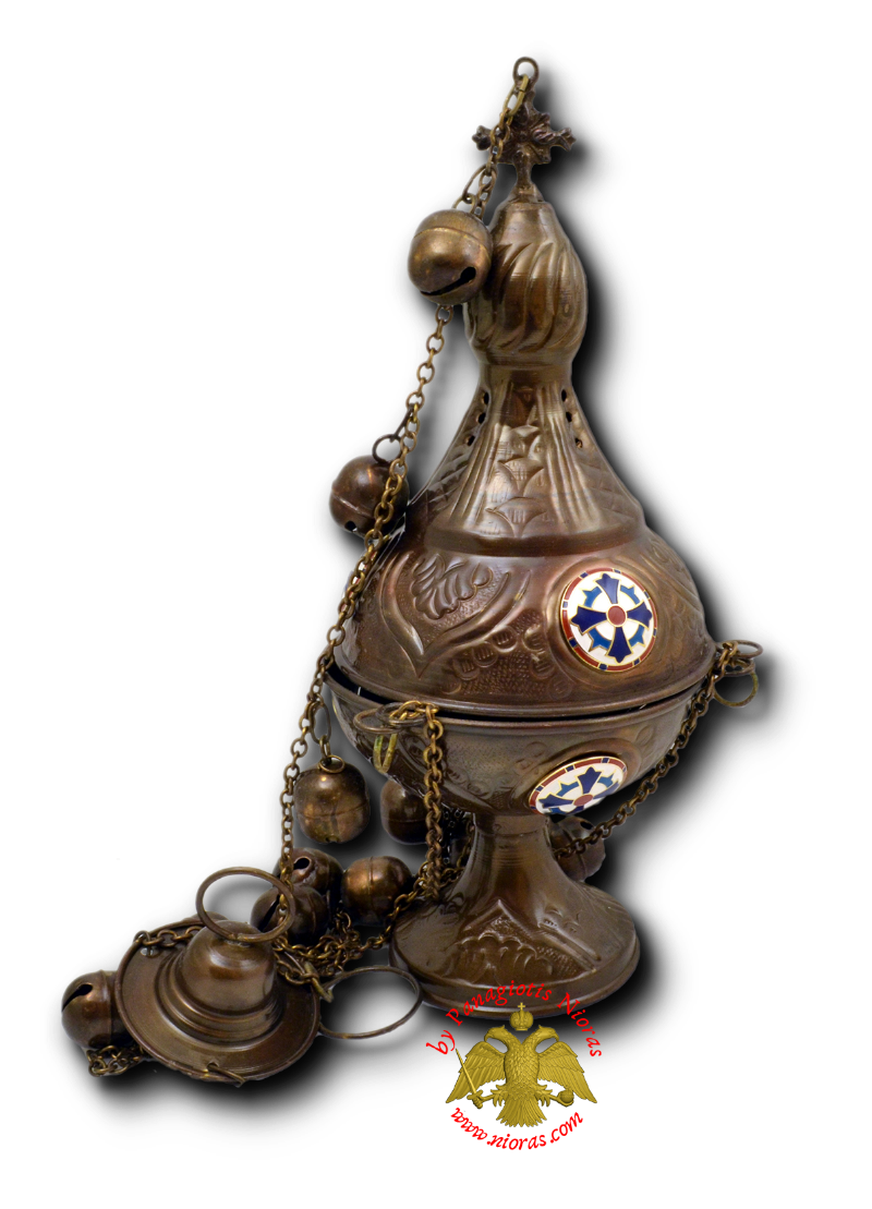 Russian Style C Church Censer Antique With Enamel