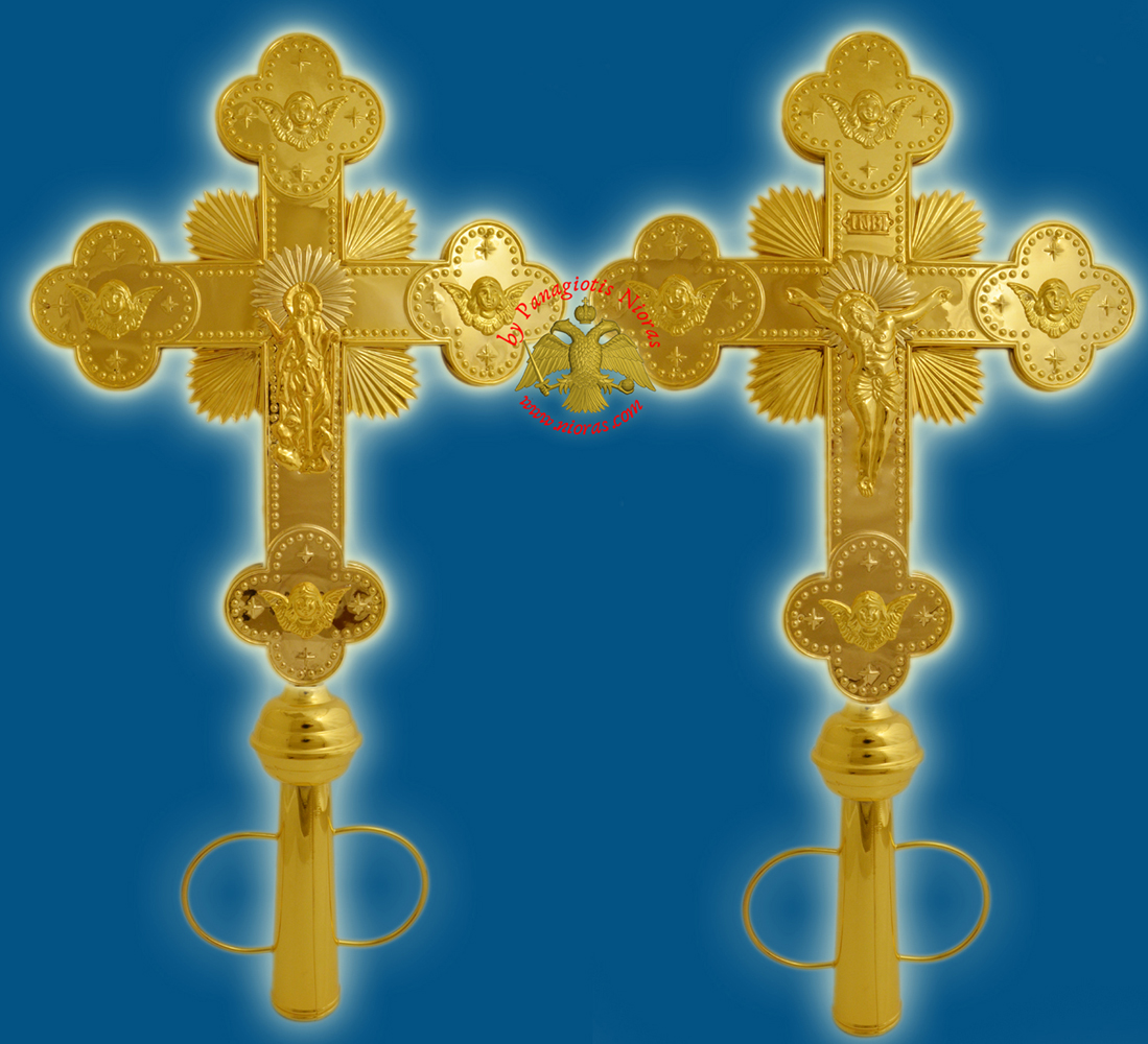 Ethiopian Coptic Orthodox Cross with Resurrection and Crucifixion Holy Images Gold Plated
