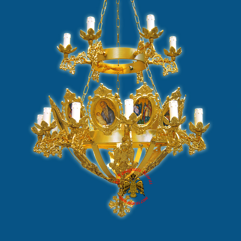 Church Chandelier Frames With Orthodox Icons 19 Electric Lights