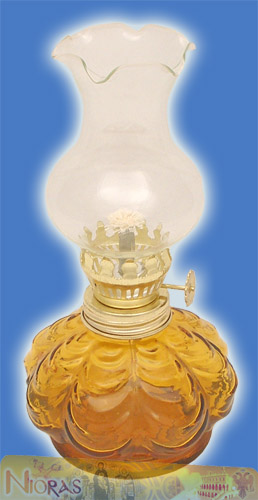 Glass Lamp for Parafinn Oil Base Leaf Design Amber