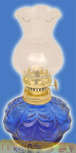 Glass Lamp for Parafinn Oil Base Leaf Design Blue