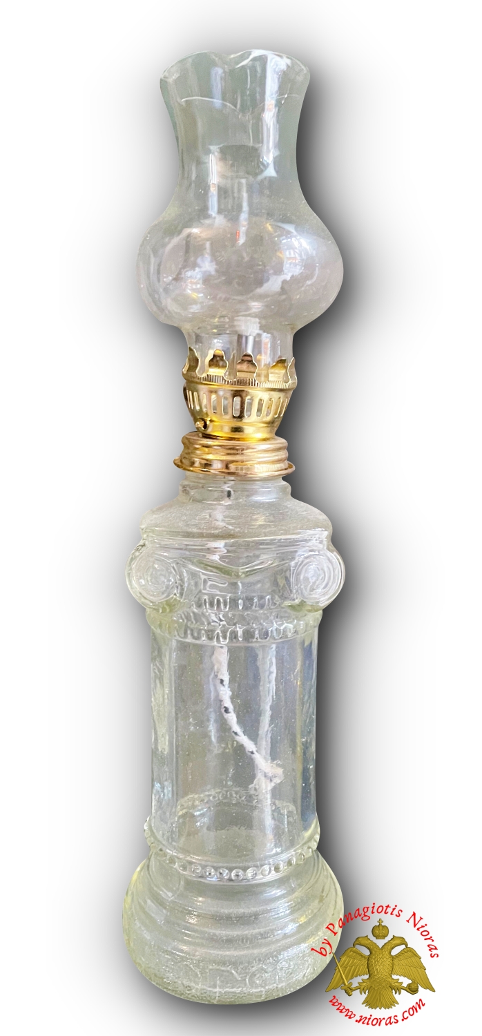 Glass Lamp for Parafinn Oil Parthenon Base Clear 10x25cm