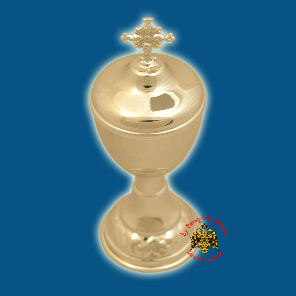Orthodox Style Wedding Cup Silver Plated Metal Lid with Cross