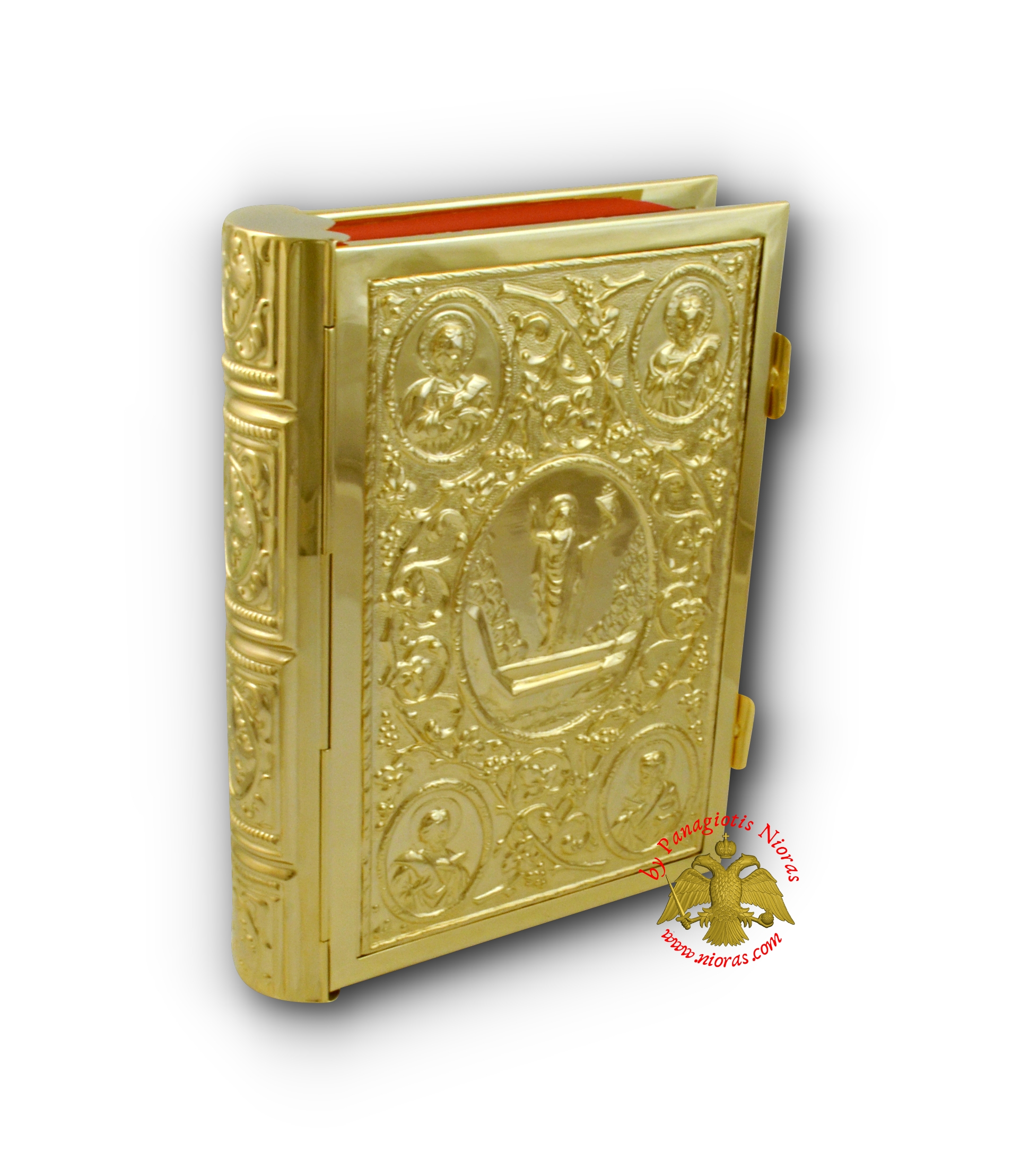 Holy Gospel Metal Cover Orthodox Church Vine Design Gold Plated 23x18x5cm English Text