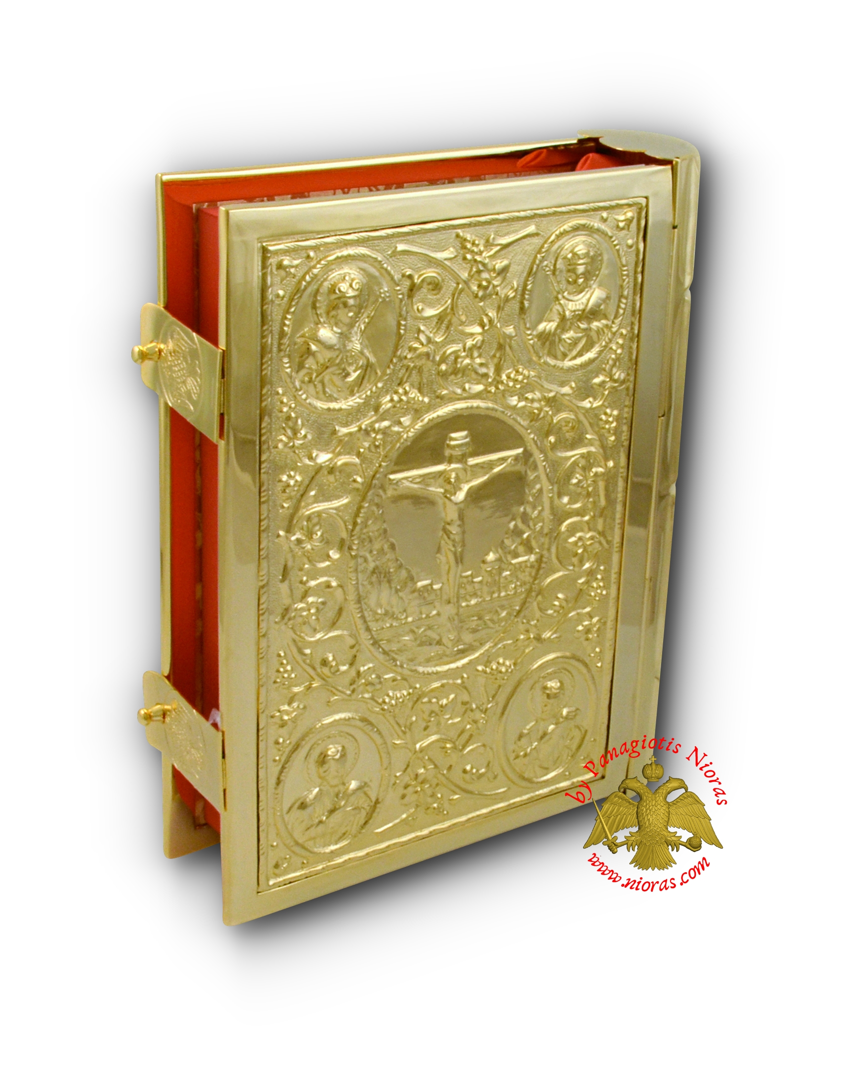 Holy Gospel Metal Cover Orthodox Church Vine Design Gold Plated 17x14x5cm English Text