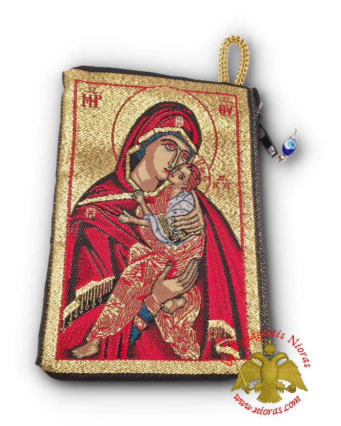 Wallet With Orthodox Byzantine Holy Theotokos Icon Sweet Kissing