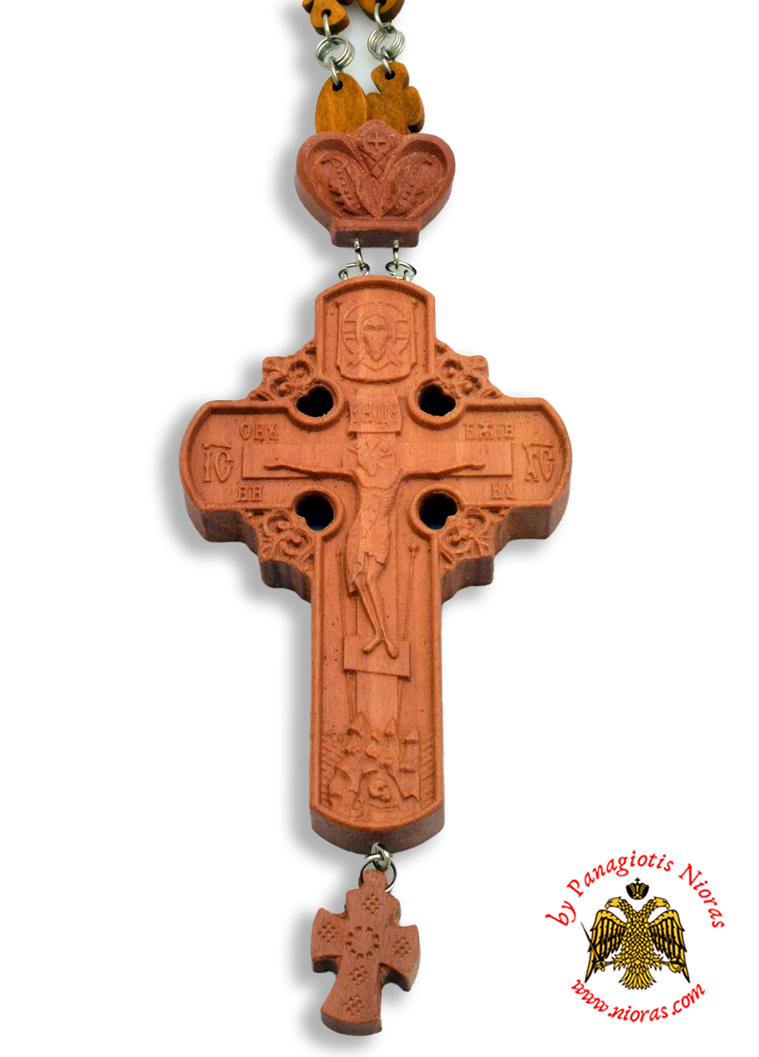 Orthodox Christ Pectoral Wooden Cross offered with Wooden Cross Designed Neck Chain 7x15cm