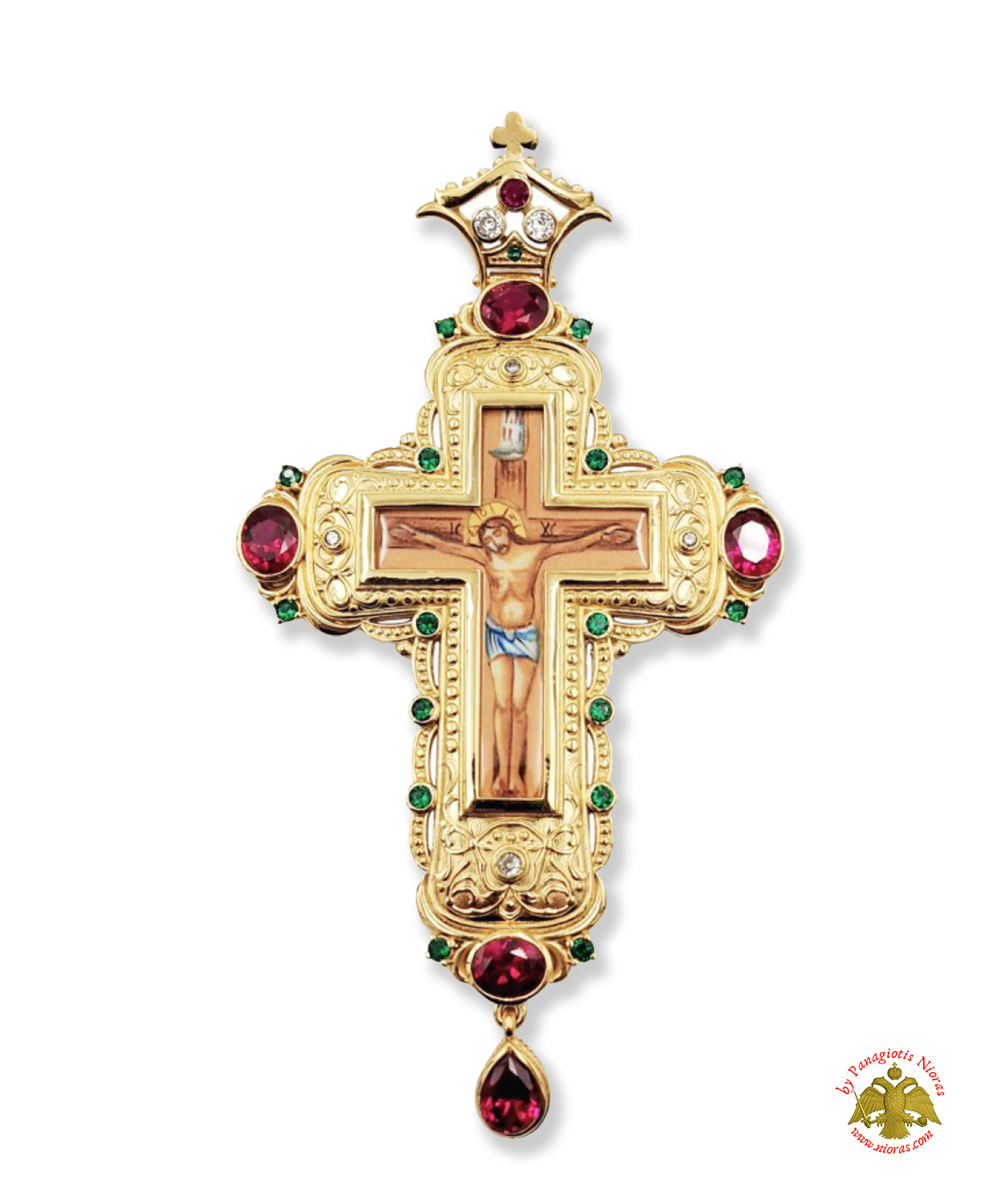 Pectoral Cross With Neck Chain Design 325 Gold Plated Brass Zirgon Stone