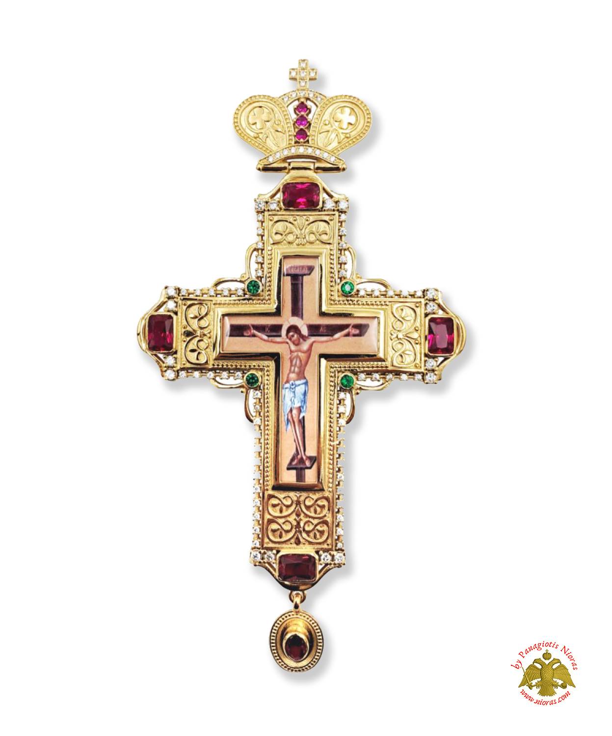 Pectoral Cross With Neck Chain Design 331 Gold Plated Brass Zirgon Stone