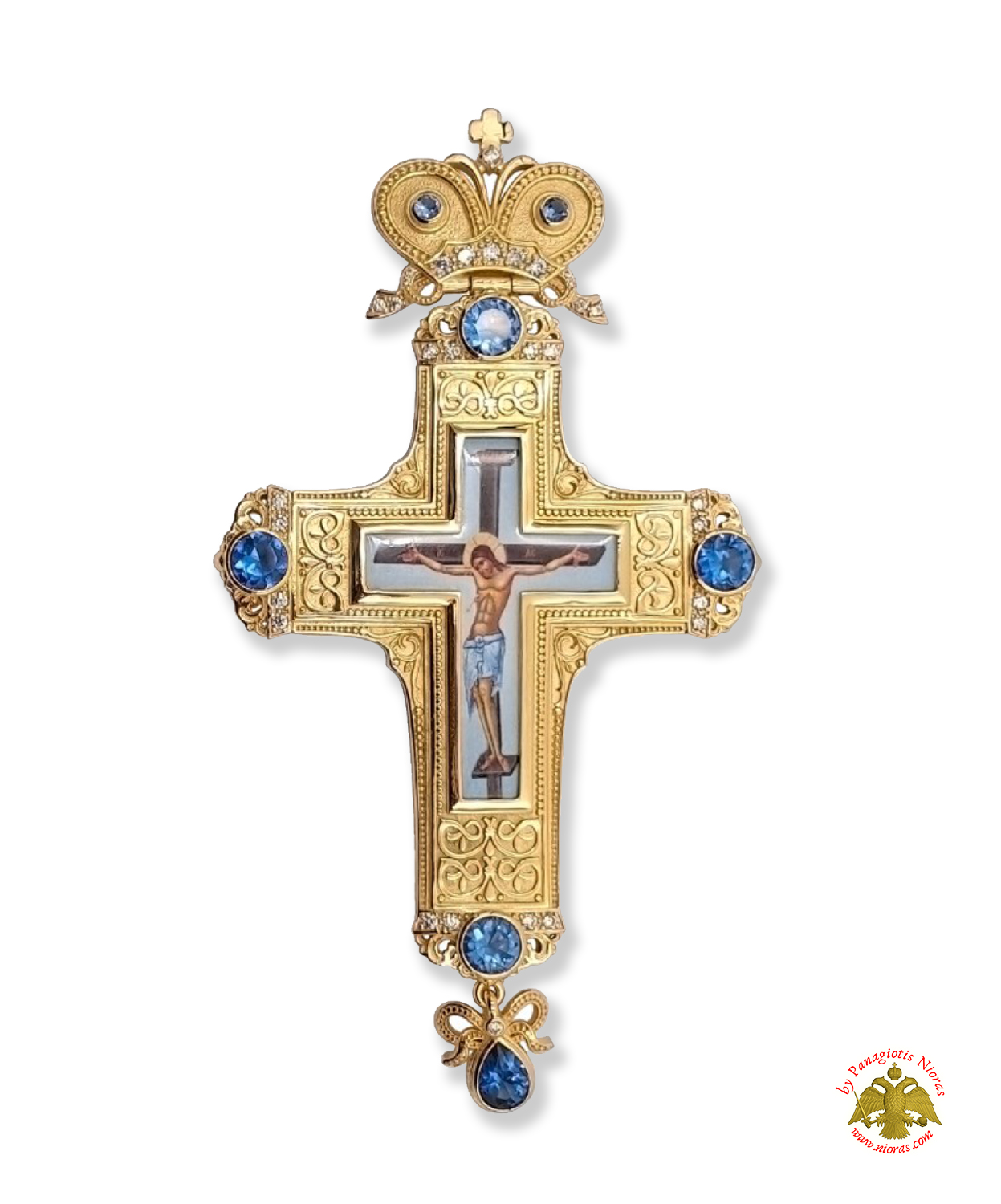 Pectoral Cross With Neck Chain Design 333 Gold Plated Brass Zirgon Stone