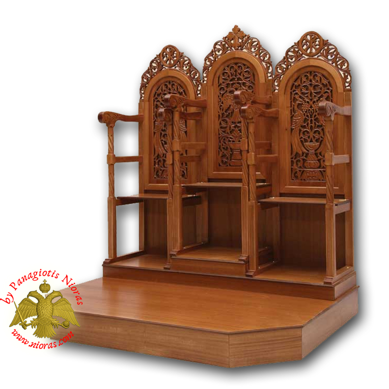 Orthodox Church WoodCarved Lectern Pews Chanters with Byzantine Eagle and Peackok