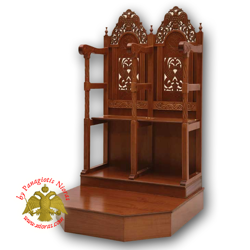Orthodox Church WoodCarved Lectern Pews Chanters with Byzantine Eagle and Dragons Double