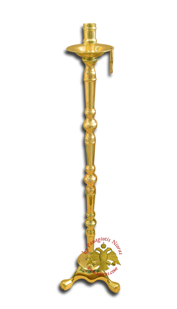 Orthodox Church Traditional Single Candle Stand Sold Brass 90cm